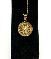 CRAFTD Men's 18K Gold Plated Compass Pendant Necklace - 19 3/4 Inch G.P. Chain