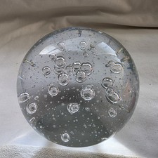 GLASS PAPERWEIGHT CLEAR BUBBLE BALL  HANDMADE VERY RARE
