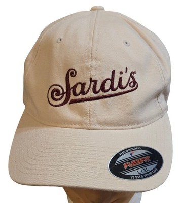 FLEXFIT Sardi's NYC Logo Baseball Cap Men's L/XL Beige Tan Yupoong Stretch Fit