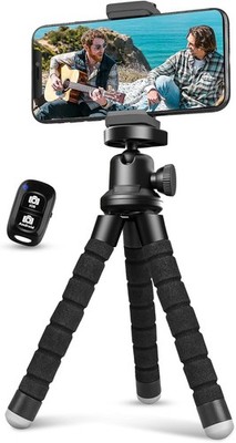 Aureday Phone Tripod, Flexible Tripod for iPhone and Android Cell Black 