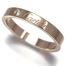 Auth Cartier Ring Diamond C de Cartier Wedding Band EU54 18K 750 Rose Gold