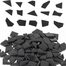 Black Glass Mosaic Tiles for Crafts Bulk,200g Broken Glass Pieces for DIY Spr...