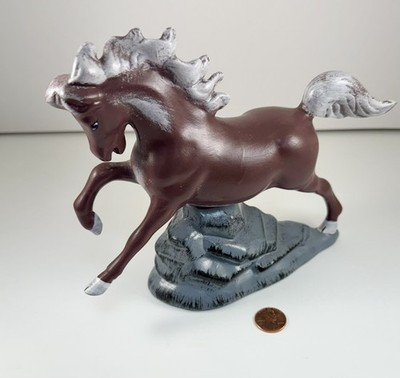 Running Horse Figurine Rock Base White Mane! - Vintage