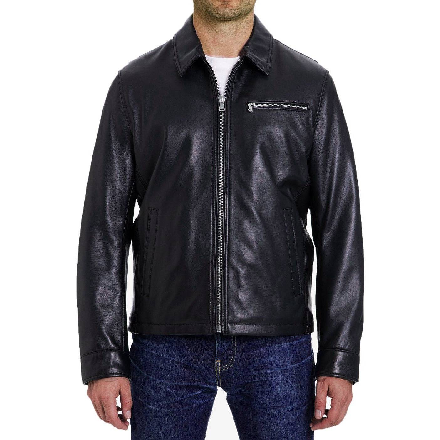 Michael Kors Men's Zip Front Genuine Leather Jacket