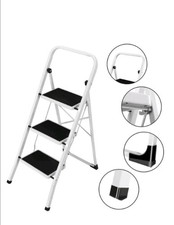 Scala Scaletta pieghevole salvaspazio con 3 gradini antiscivolo acciaio