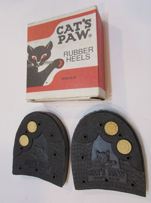 #ad Vintage Cats Paw Black Rubber Twin Grip Washer Half Shoe Heels sz 10 11 w Box $30.00
