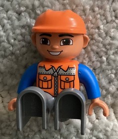 Lego Duplo 10811 Backhoe Loader Minifigure Orange Vest w Zipper