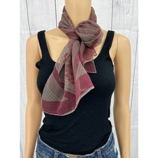 Vintage Robinson  Golluber Red Floral Stripe Scarf Made In Japan Sheer Neck 43"