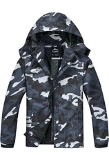 Men's Waterproof Raincoat Lightweight Rain Jacket with Detachable Hood Softsh...