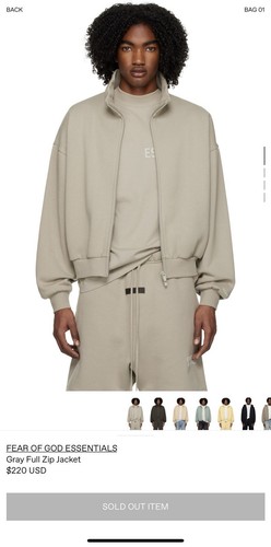 Fear Of God Essentials Full Zip Jacket Size Medium - Picture 14 of 17