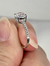 7mm 925 Sterling Silver Engagement Ring, 1.25ct Round Cut Solitaire CZ