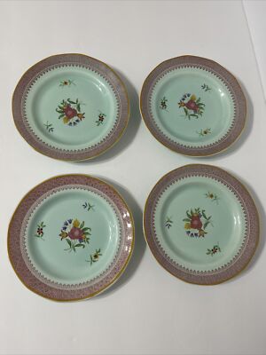 Adams Calyx Ware England LOWESTOFT Black Backstamp Set Of 4 Bread Plates 6 