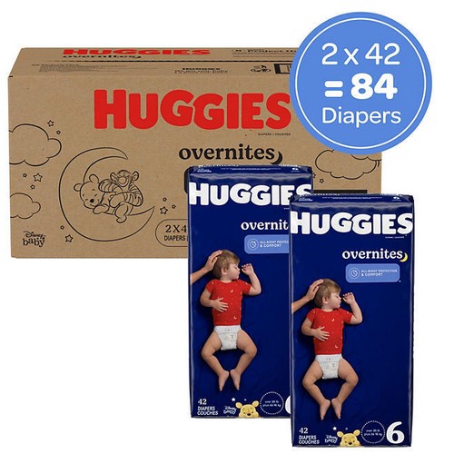 Huggies Overnites Nighttime Baby Diapers (Sizes: 6 -Size: 6 - 84 ct. (35+ lb.) - 第 2/7 張圖片