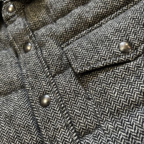 Polo Ralph Lauren Wool Herringbone Down Puffer Coat Quilted Jacket Large Gray - Picture 5 of 10