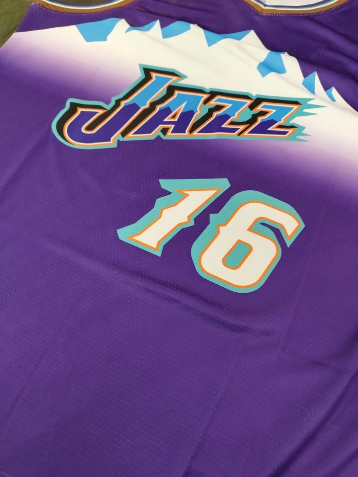 CANOTTA/JERSEY DA COLLEZIONE-BASKET NBA-UTAH JAZZ-FONTECCHIO-VIOLA - Immagine 3 di 4