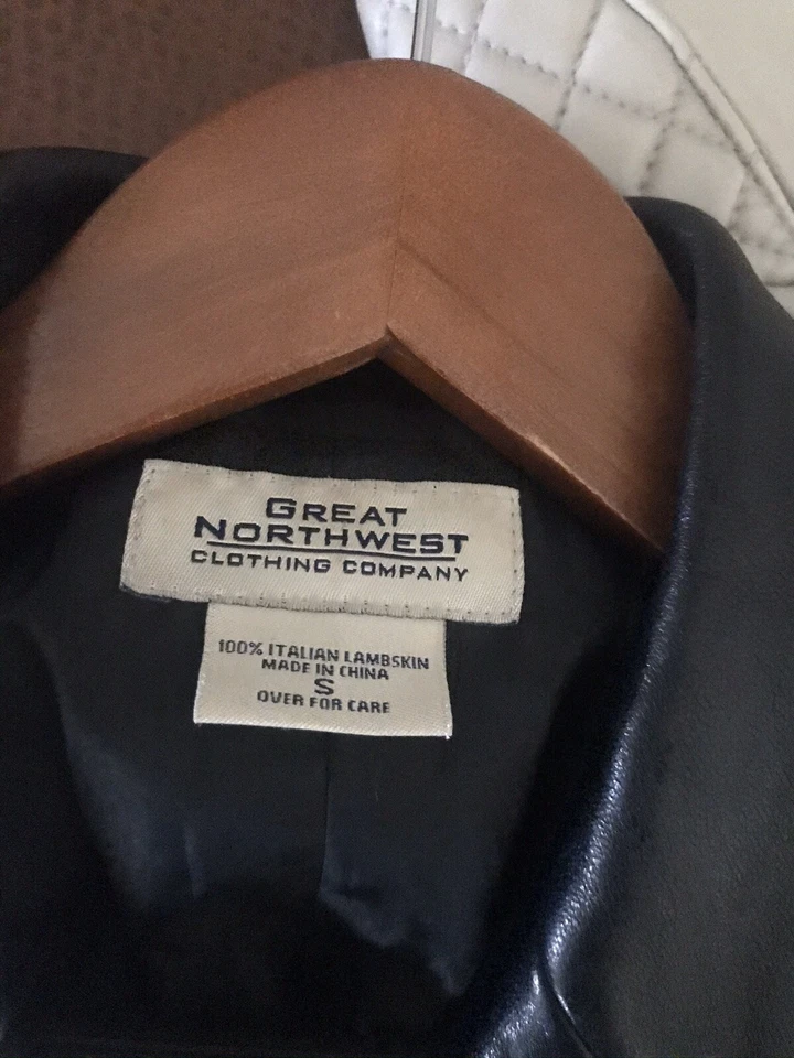 БОЛЬШОЙ северо-запад шикарный классический из овчины кожаное пальто Sz: S EUC - Изображение 3 из 3