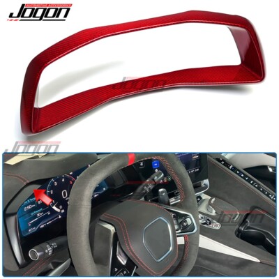 Red Carbon Dashboard Gauge Cluster Trim Cover For Corvette C8 Stingray 2020-2025