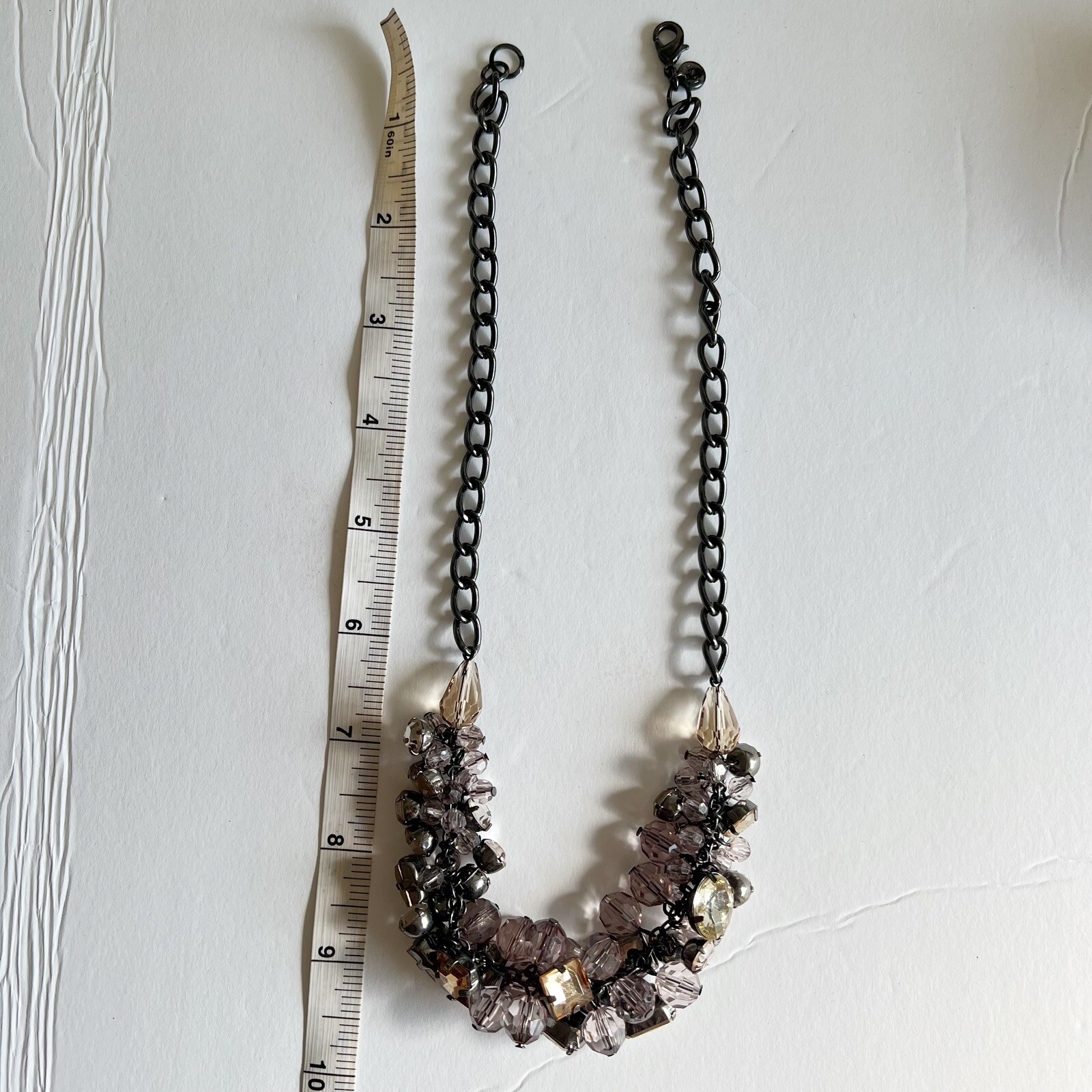 Loft multicolor beaded statement necklace gunmeta… - image 7