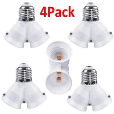 4Pcs 2 In 1 Light Socket Splitter Adapter For E26/e27 Medium Base Stand Holder