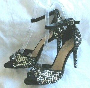 black sequin heel sandals