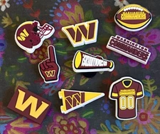 9 Piece Washington Commanders Football Team Shoe Charms Decorations
