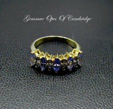 9k 9ct Gold Ring Tazanite & Iolite Size M 1/2 4.25g Certificate Hallmark