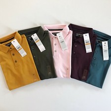 NWT New Mens Calvin Klein Soft Cotton Liquid Touch Solid Short Sleeve Polo Shirt