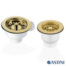 90 & 65 mm Gold Korb Sieb Ablaufgarnitur f&uuml;r Astini, RAK, Rangemaster Keramiksp&uuml;le