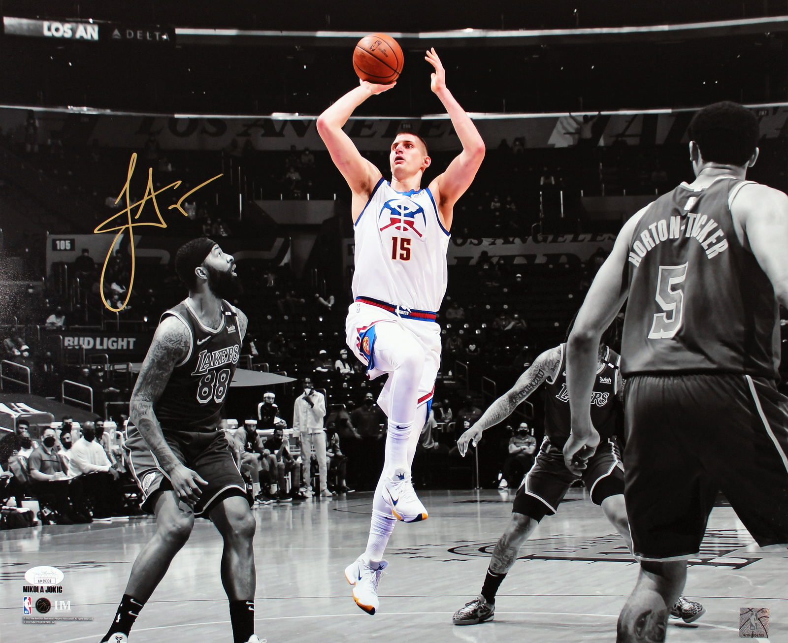 Nikola Jokic Autographed Signed Nuggets Authentic 16X20 Horizontal Spotlight Photo JSA 