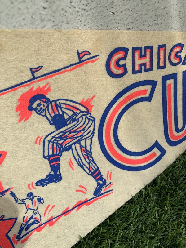 Rare Vintage Baseball Pennant banner CUBS WRIGLEY FIELD MLB