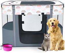 Portable Foldable Pet Playpen with Carrying Case and Travel Pet Bowl Small