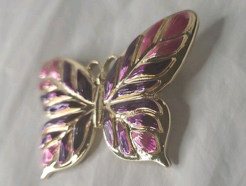 Napier Butterfly Brooch Purple Pink Gold Tone Pin - Picture 3 of 8