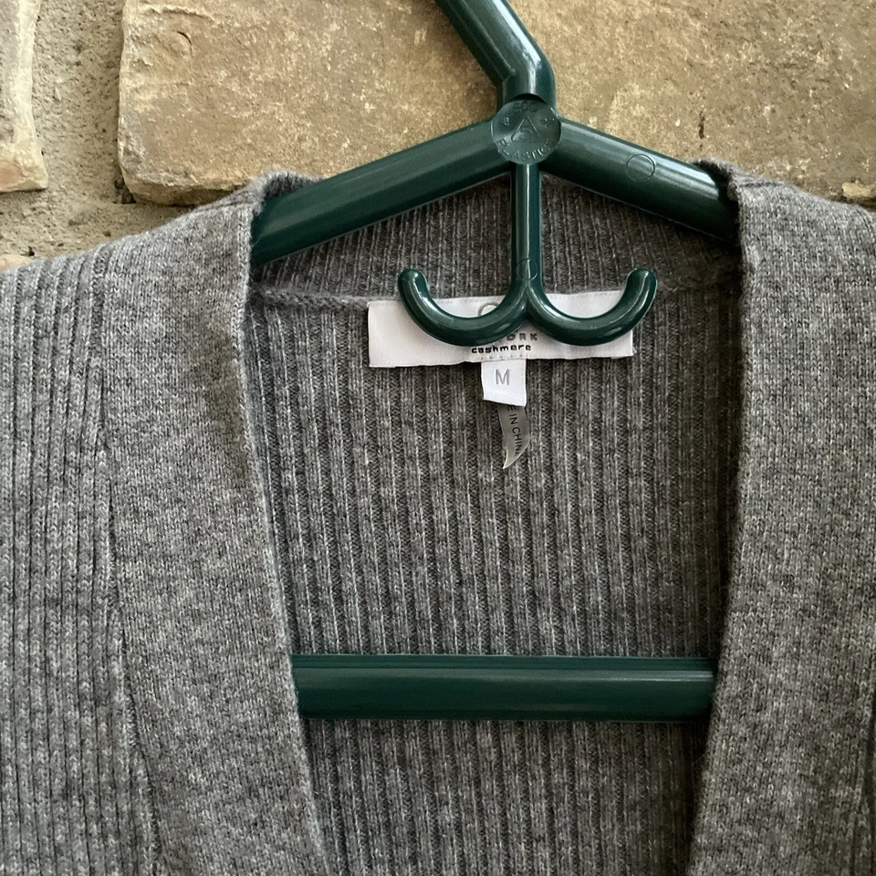 Cárdigan de cachemir qi con volantes delanteros abiertos gris jaspeado cachemir nuevo sin etiquetas M mediano  Foto 3 de 4