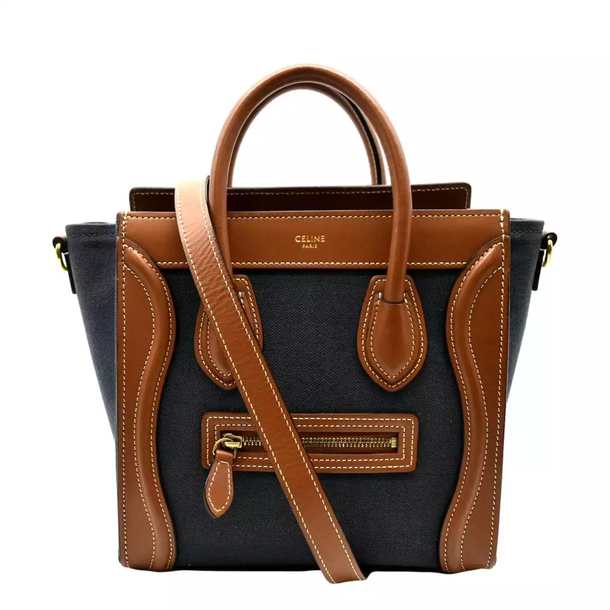 CELINE Luggage Denim Leather Tote Crossbody Bag Bicolor eBay