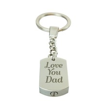 Cremation Jewelry - Memorial Ash Urn Keychain Love You Dad Engraving Available