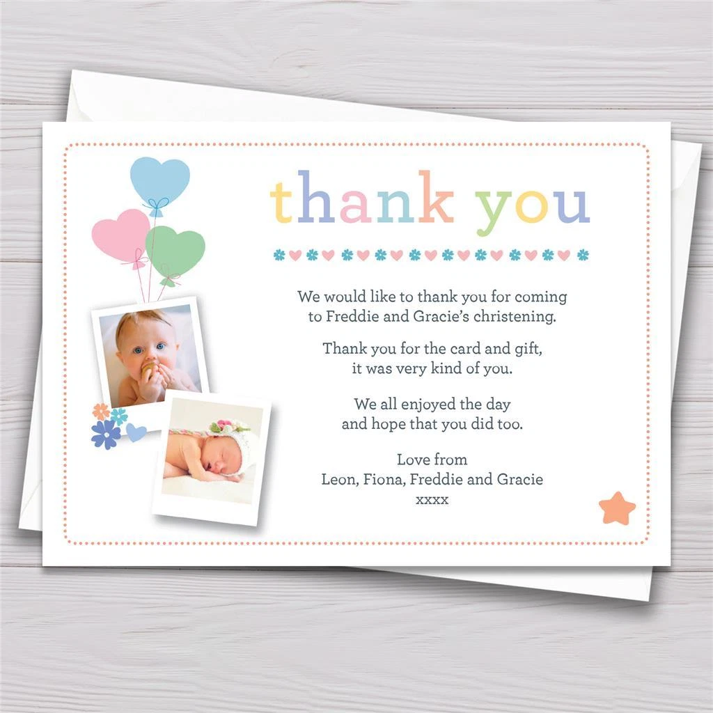 Personalised joint Christening Naming Day Baptism thank you cards girl boy  | eBay