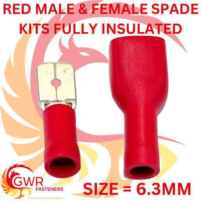 GEMISCHTE PACKUNG ROT STECKER & BUCHSE SPATEN ELEKTRISCHE KLEMMEN DRAHT CRIMP STECKER