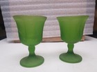 Lot of 2 Olive Gree Pedistal Grape Goblets — photo 3