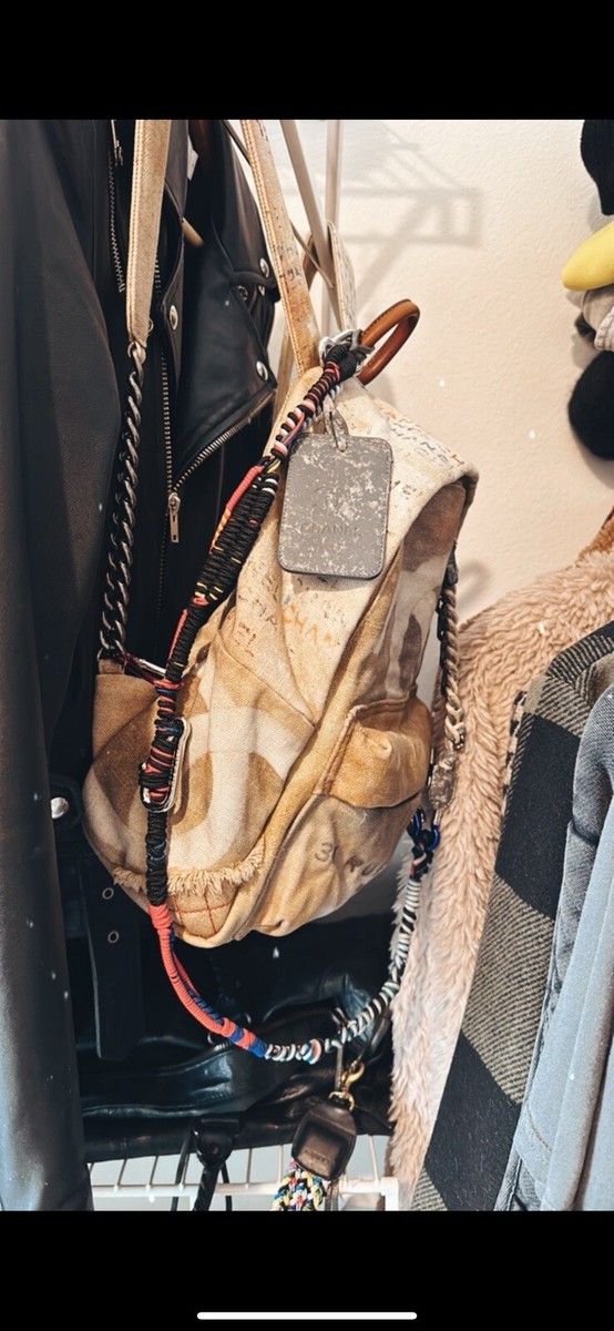 Chanel SS14 Runway Vintage Graffiti Art School Canvas Backpack