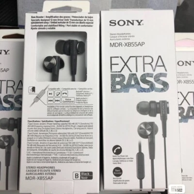 SONY MDR-XB55AP Bass Booster In-Ear Headphones In-line Remote Mic - 2 Colors