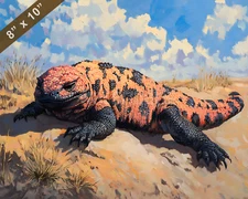 Gila Monster basking in the sun oil painting 8x10 Print