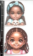 Lot of 2 African American Girls Braids Puppy Bow SINGLE LAYER Embellishments 395