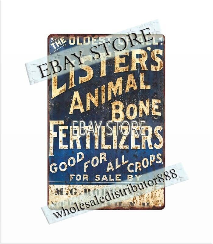 LISTER'S ANIMAL BONE FERTILIZERS farm barn gardening metal tin sign old signs