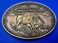 Running Strong For American Indian Youth Vintage 1997 Commemorative Belt Buckle