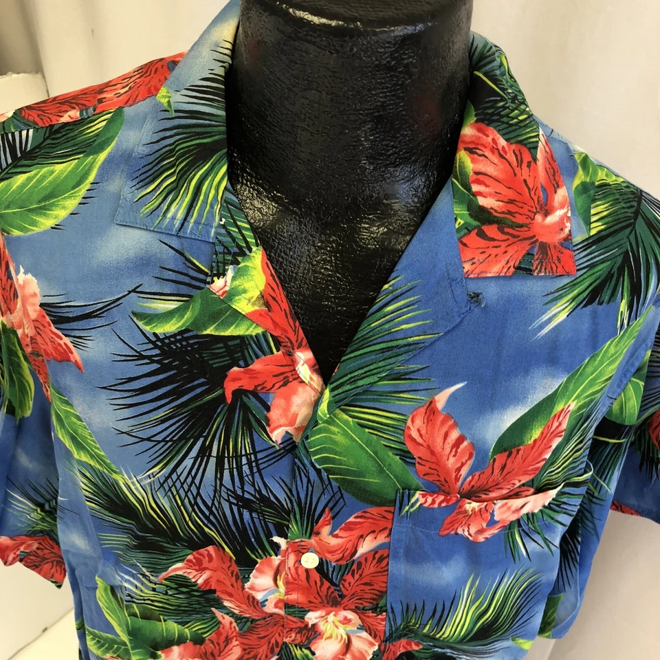 Vtg 80's Esprit Sport FLORAL Hawaiian Rayon RETRO SURFER LOOP Collar Camp Shirt - Image 4 of 4