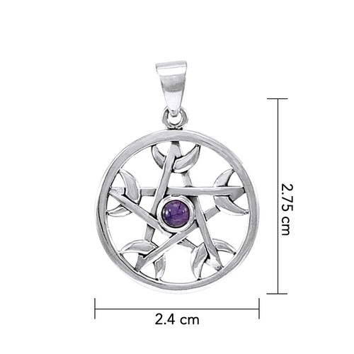 Pentacle Moon Pendant 925 Sterling Silver Gemstone Lunar Pagan Wiccan Jewelry - 第 2/7 張圖片