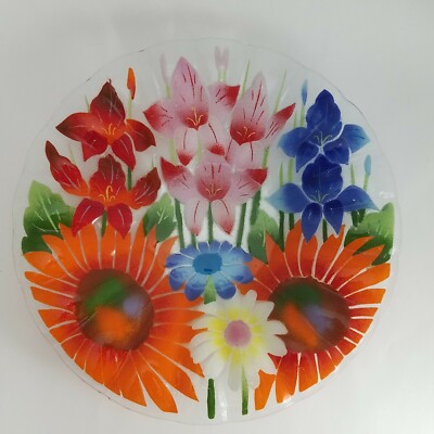 William McGrath InKogneto Fusion Art Glass Wild Flowers 14x1.7