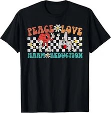 Retro Peace Love Harm Reduction Overdose Awareness Nurse T-Shirt, Hoodie, Sweat