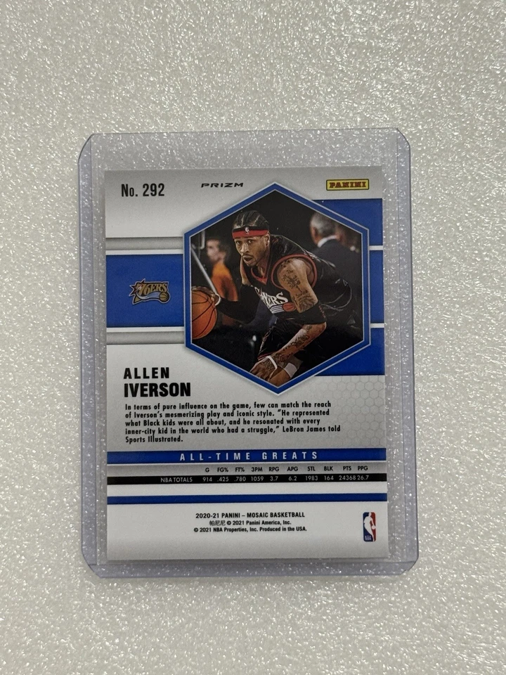 Allen Iverson 2020-21 Panini Mosaic All-Time Greats Pink Camo Prizm #292 - Image 2 of 2