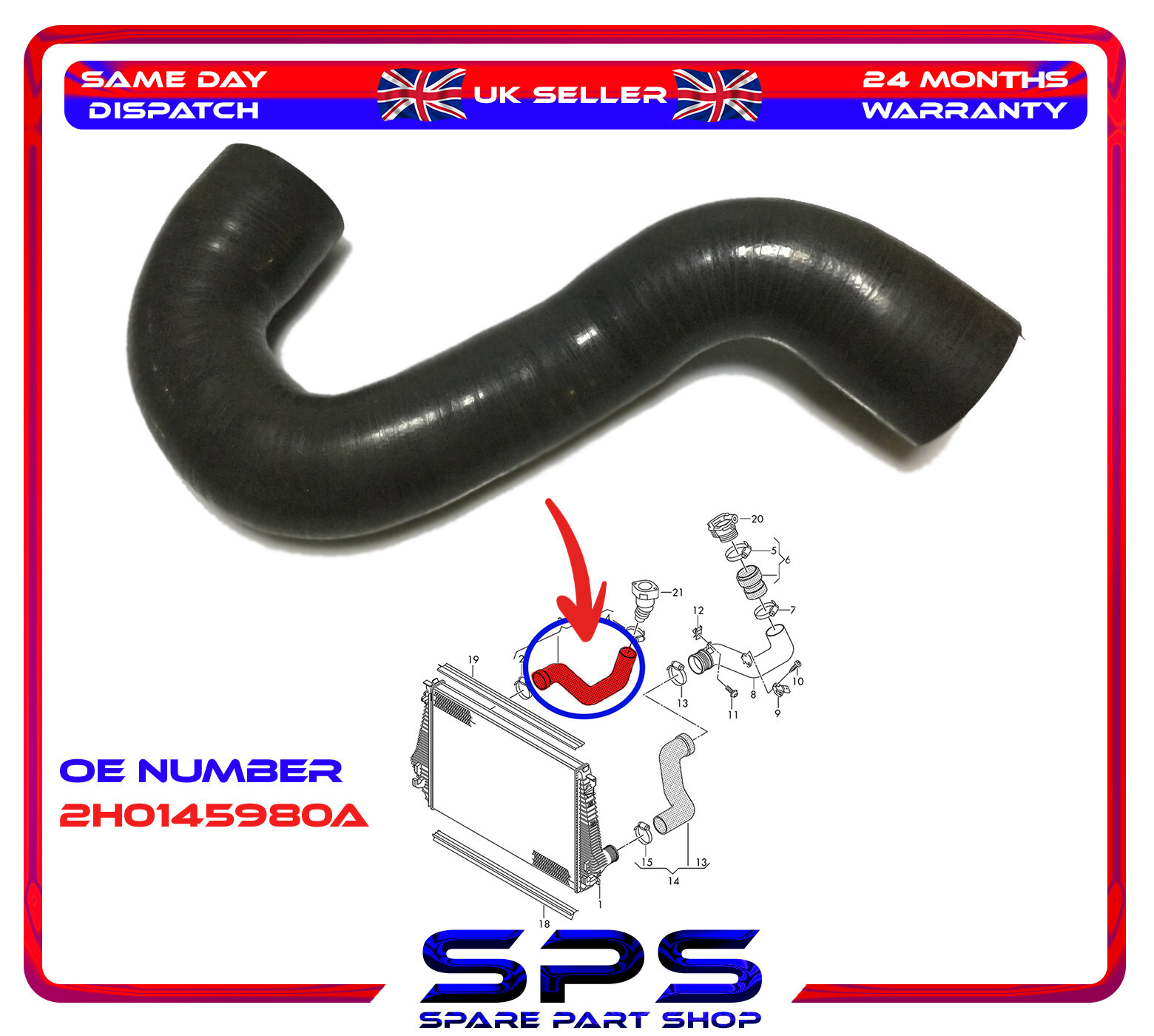 Intercooler Pipe Turbo Hose Lower Right For Vw Amarok 2.0 Tdi